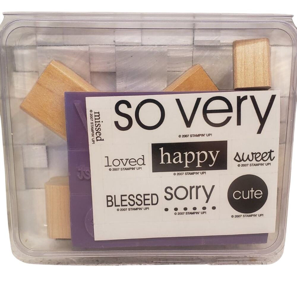 Stampin Up So Very Stamp Set Wood Mounted Rubber Stamps Blessed Happy